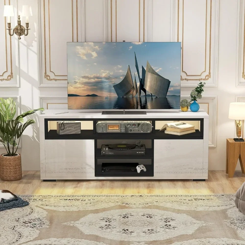 Gaming Console Entertainment Center - # Für modernen LED-TV-Ständer 55 Zoll,