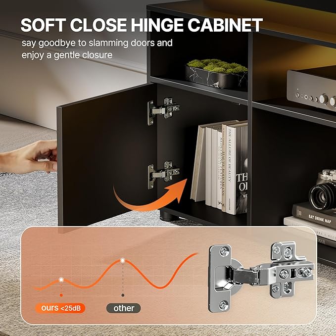 Gaming Console Entertainment Center - Moderner TV-Ständer Unterhaltungscenter mit LED-Beleuchtung Schrank