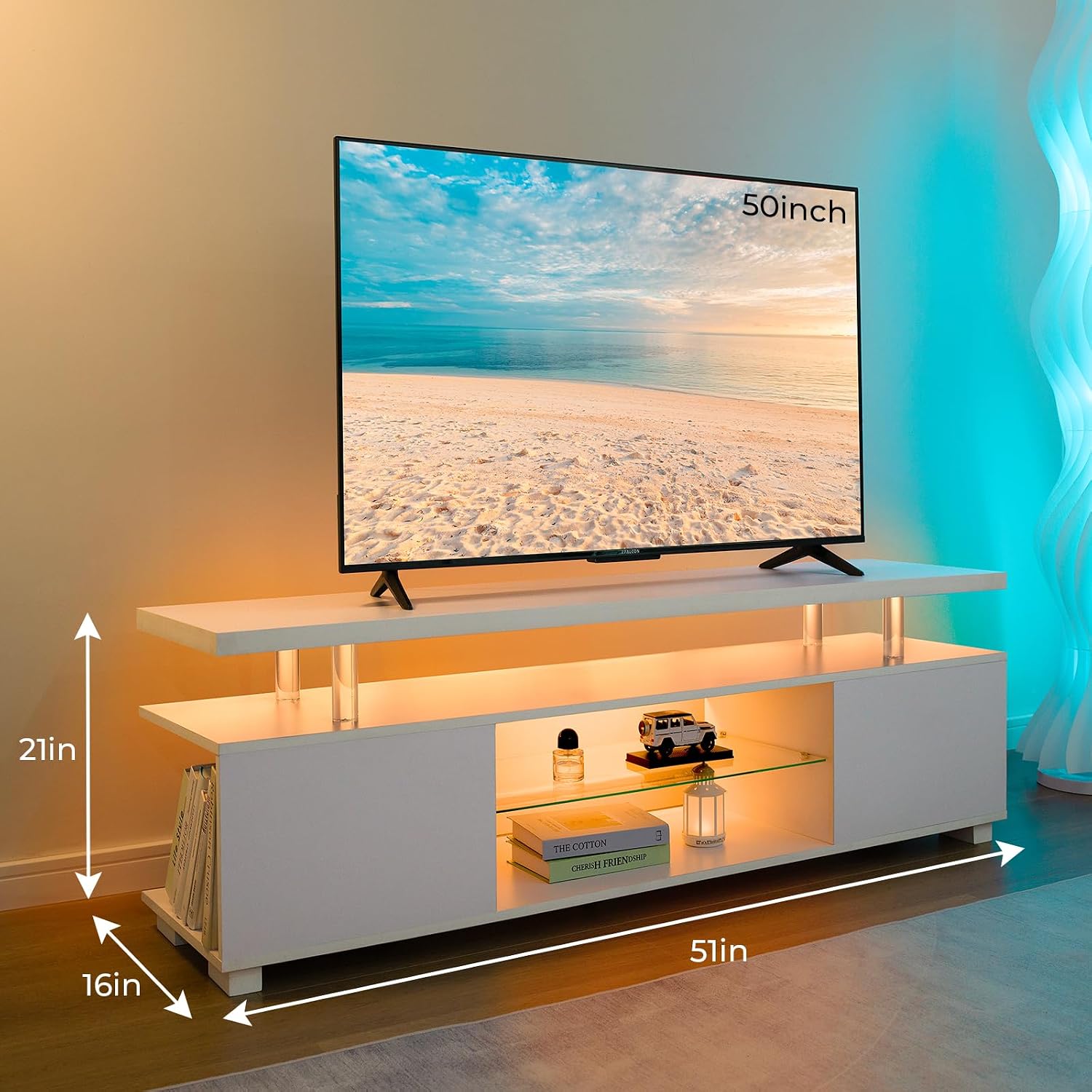 Gaming Console Entertainment Center - LED TV-Ständer Weiß Entertainment-Center, Gaming-Center für
