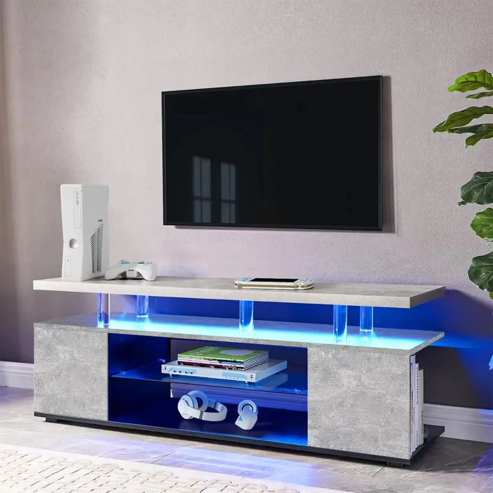 Gaming Console Entertainment Center - TV-Ständer für 70-Zoll-Fernseher LED Gaming-Unterhaltungscenter Medien-Aufbewahrungskonsole