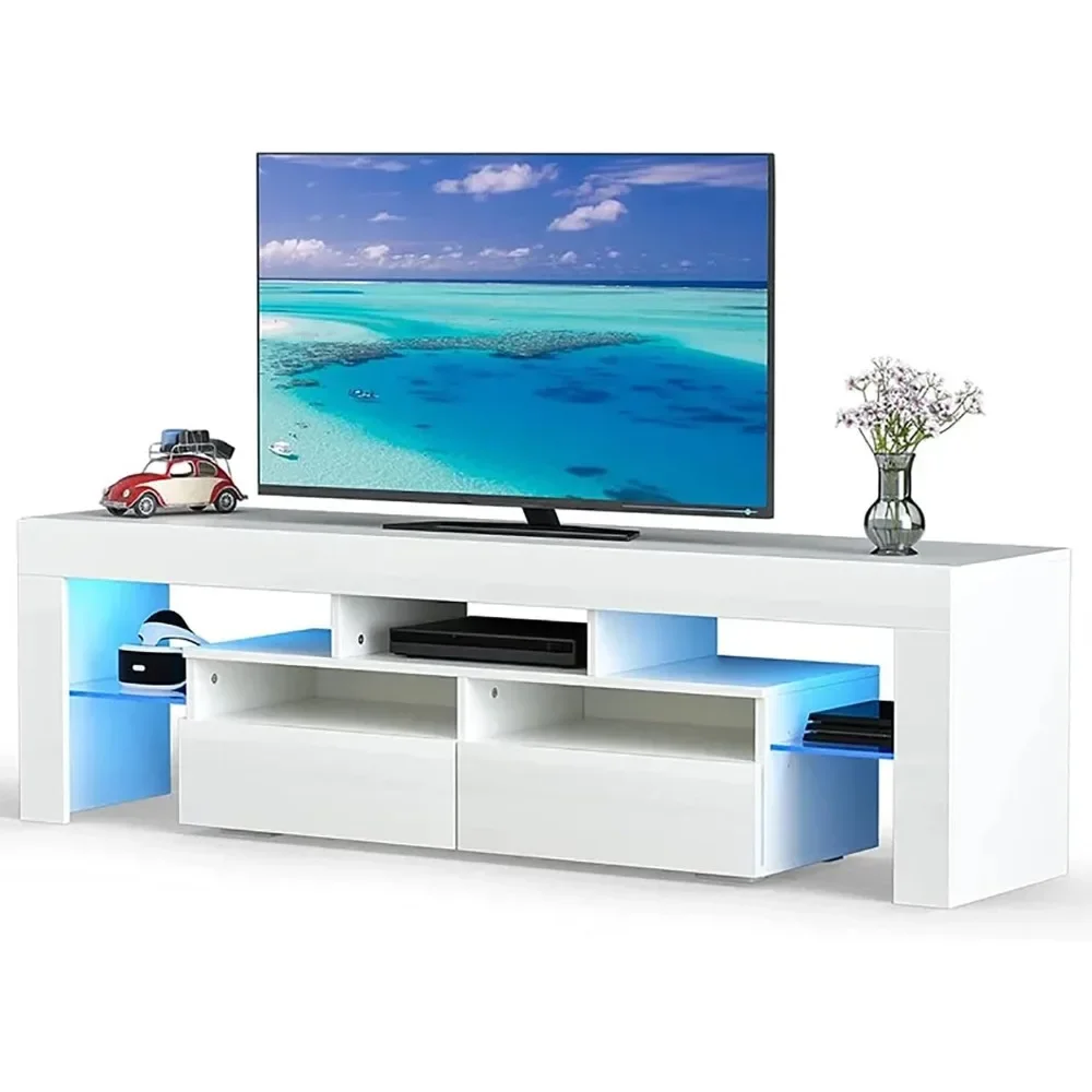 Gaming Console Entertainment Center - Premium-Gaming-Entertainment-Center mit Schubladen und offenen Regalen,