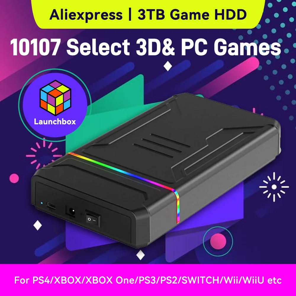 Gaming Console In Chinese - 3TB Launchbox Tragbare Gaming-Festplatte mit 10107