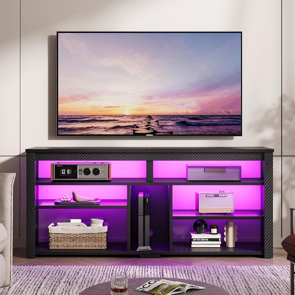 Gaming Console Entertainment Center - Moderner TV-Ständer für 55-65 Zoll Fernseher