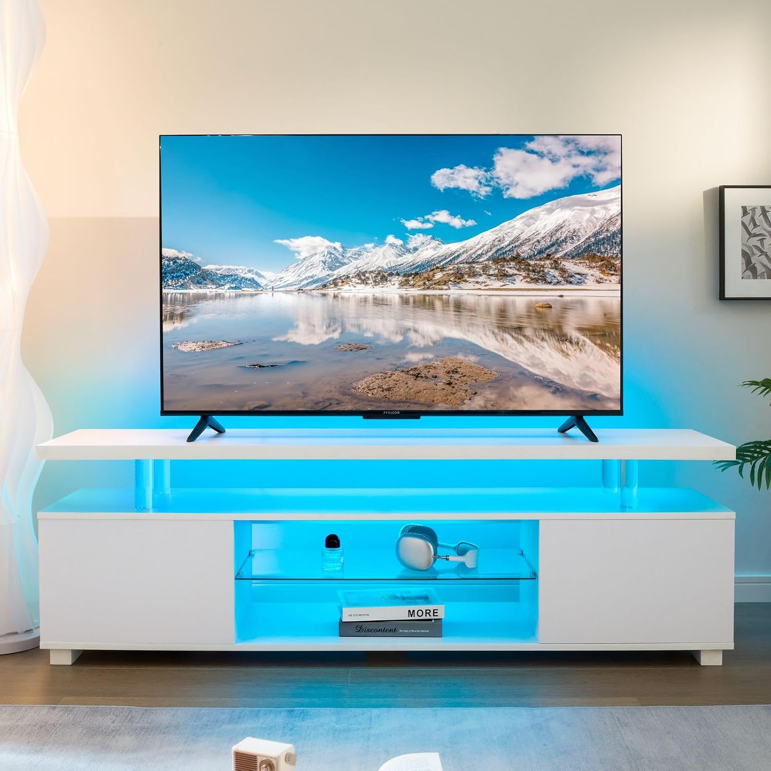 LED TV-Ständer Weiß Entertainm – Gaming Console Entertainment Center Bewertung und Preis