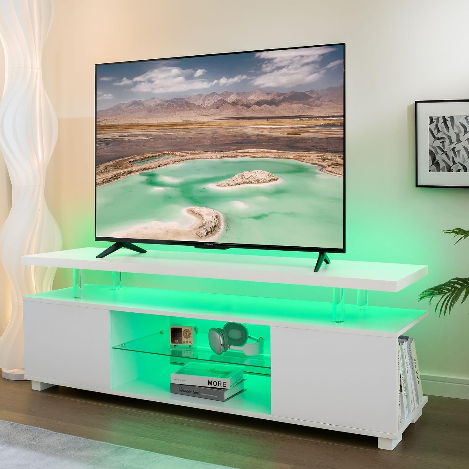 LED TV-Ständer Weiß Entertainm – Gaming Console Entertainment Center Bewertung und Preis