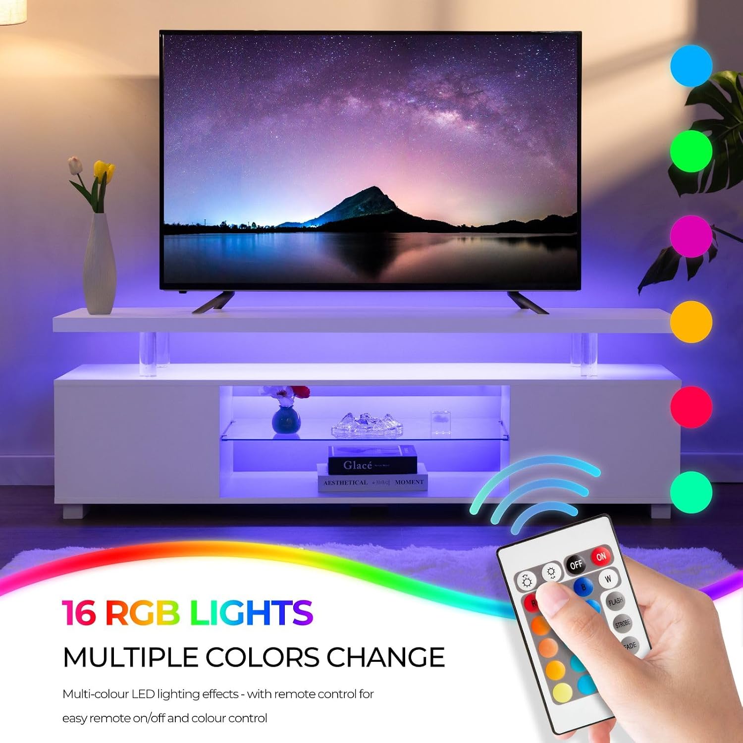 LED TV-Ständer Weiß Entertainm – Gaming Console Entertainment Center Bewertung und Preis