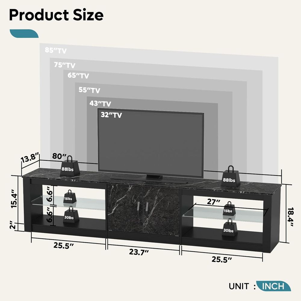 80-Zoll-TV-Ständer oder Fernse – Gaming Console Entertainment Center Bewertung und Preis