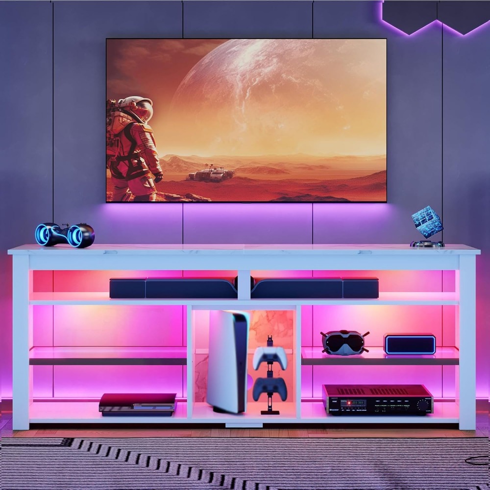 70 Zoll TV-Ständer mit LED-Bel – Gaming Console Entertainment Center Bewertung und Preis