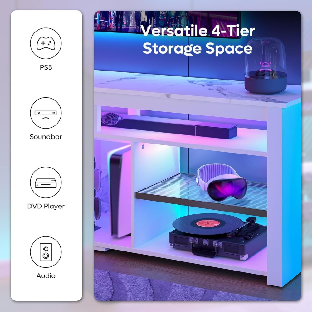 70 Zoll TV-Ständer mit LED-Bel – Gaming Console Entertainment Center Bewertung und Preis