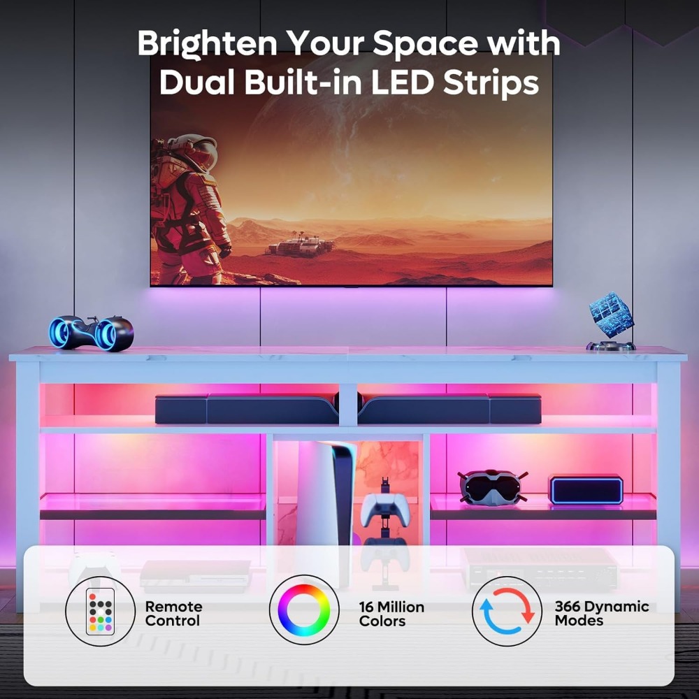 70 Zoll TV-Ständer mit LED-Bel – Gaming Console Entertainment Center Bewertung und Preis